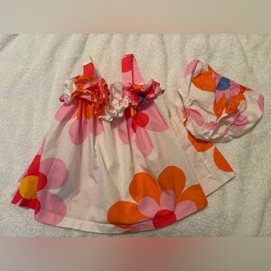 Tallabee - Infants Pink and Orange Baby Dress Set.  Size 12 Mo.  Gently Worn